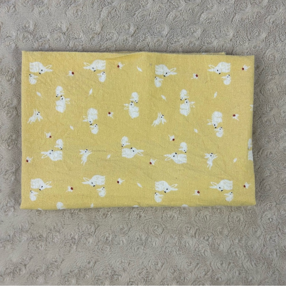 Modern Moments Gerber Bunny Rabbit Baby Receiving Blanket White Yellow Flannel
